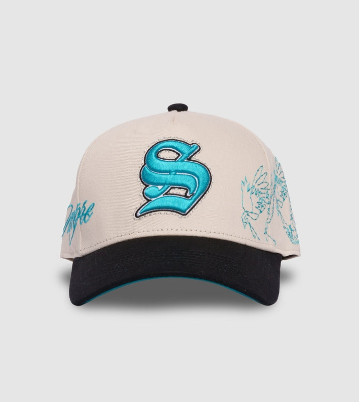 Poetry A-Frame Snapback // Natural & Ice Blue